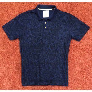 Men’s Size L Tasso Elba Island Blue Paisley Polo Shirt UPF Sun Protection VGC